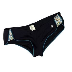 Original Penguin Black Bikini Bottoms with Polka Dot Trim – Size Large